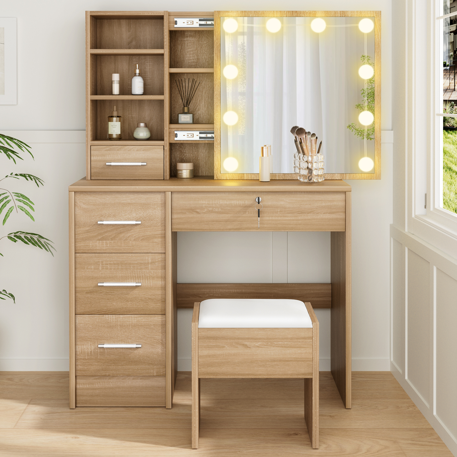 HoxtonRoom 2 Piece Ashly Dressing Table & Stool Set | Temple & Webster